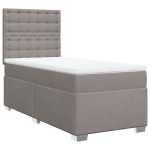 Pat box spring cu saltea, gri taupe, 80×200 cm, textil