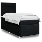 Pat box spring cu saltea, negru, 100×200 cm, textil