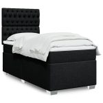 Pat box spring cu saltea, negru, 100×200 cm, textil