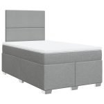 Pat box spring cu saltea, gri deschis, 120×190 cm, textil