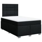 Pat box spring cu saltea, negru, 120×190 cm, catifea