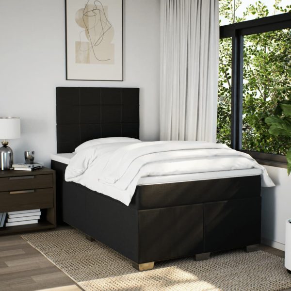 Pat box spring cu saltea, negru, 120×190 cm, catifea