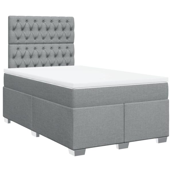 Pat box spring cu saltea, gri deschis, 120×190 cm, textil