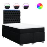 Pat box spring cu saltea, negru, 120×190 cm, catifea