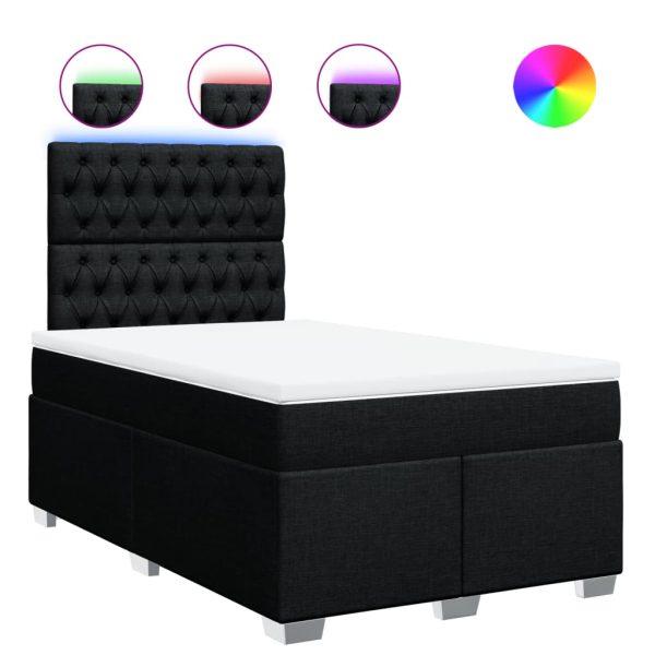 Pat box spring cu saltea, negru, 120×190 cm, catifea