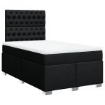 Pat box spring cu saltea, negru, 120×190 cm, catifea
