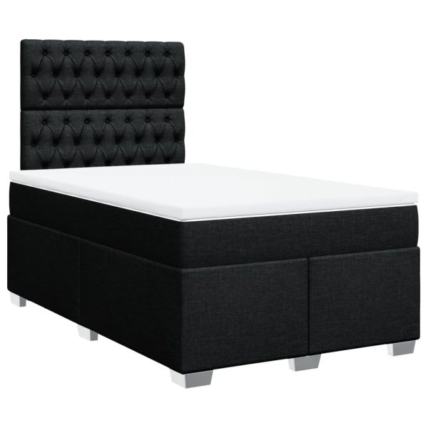 Pat box spring cu saltea, negru, 120×190 cm, catifea