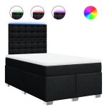 Pat box spring cu saltea, negru, 120×190 cm, catifea