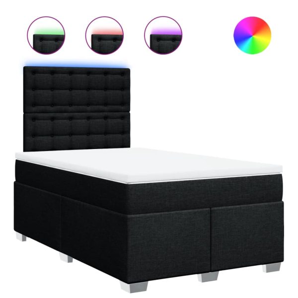 Pat box spring cu saltea, negru, 120×190 cm, catifea