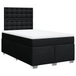 Pat box spring cu saltea, negru, 120×190 cm, catifea