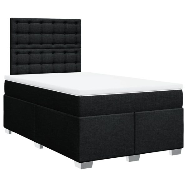 Pat box spring cu saltea, negru, 120×190 cm, catifea
