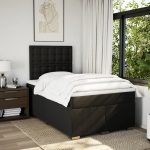 Pat box spring cu saltea, negru, 120×190 cm, catifea