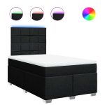 Pat box spring cu saltea, negru, 120×200 cm, textil