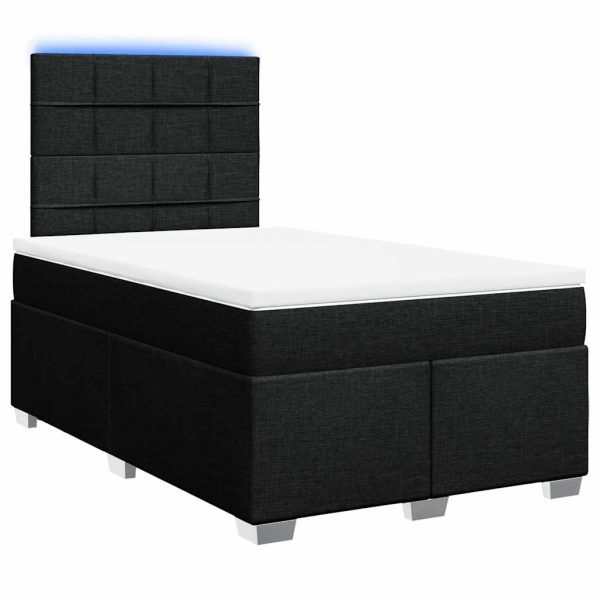 Pat box spring cu saltea, negru, 120×200 cm, textil
