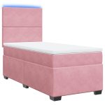 Pat box spring cu saltea, roz, 100×200 cm, catifea
