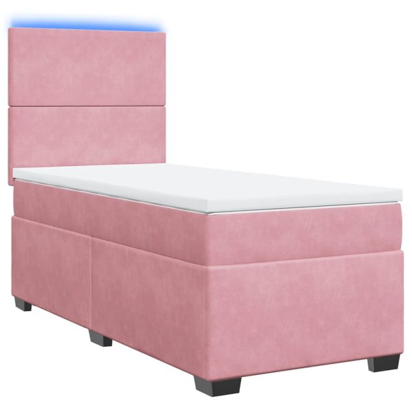 Pat box spring cu saltea, roz, 100×200 cm, catifea