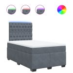 Pat box spring cu saltea, gri închis, 120×190 cm, catifea