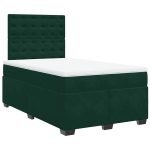 Pat box spring cu saltea, verde închis, 120×190 cm, catifea