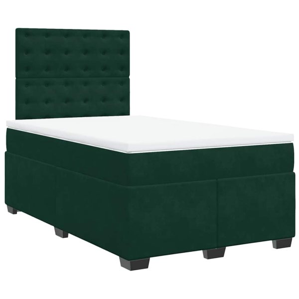 Pat box spring cu saltea, verde închis, 120×190 cm, catifea