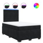 Pat box spring cu saltea, negru, 120×200 cm, catifea