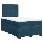 Pat box spring cu saltea, albastru, 120×200 cm, catifea