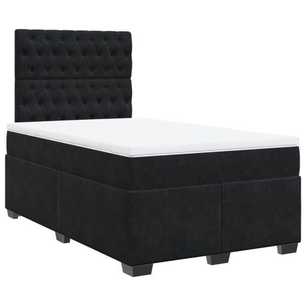 Pat box spring cu saltea, negru, 120×200 cm, catifea