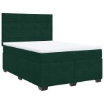 Pat box spring cu saltea, verde închis, 140×190 cm, catifea