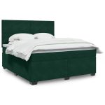 Pat box spring cu saltea, verde închis, 180×200 cm, catifea