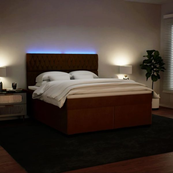 Pat box spring cu saltea, roz, 180×200 cm, catifea
