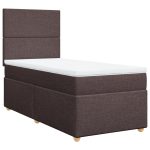 Pat box spring cu saltea, maro închis, 80×200 cm, textil
