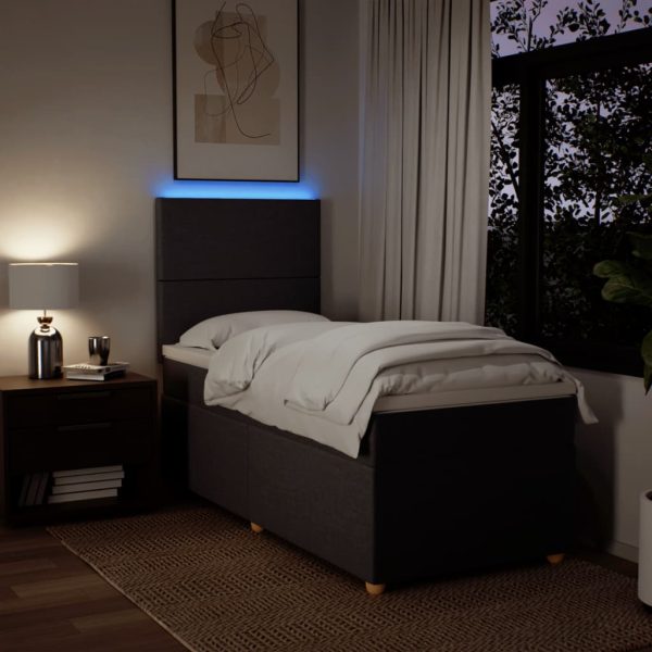 Pat box spring cu saltea, maro închis, 80×200 cm, textil