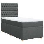 Pat box spring cu saltea, gri închis, 80×200 cm, textil