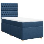 Pat box spring cu saltea, albastru, 80×200 cm, textil