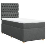 Pat box spring cu saltea, gri închis, 90×190 cm, textil