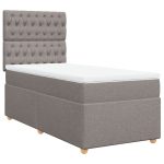 Pat box spring cu saltea, gri taupe, 90×200 cm, textil