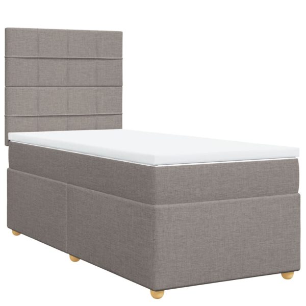 Pat box spring cu saltea, gri taupe, 100×200 cm, textil