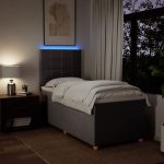 Pat box spring cu saltea, gri taupe, 100×200 cm, textil