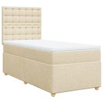 Pat box spring cu saltea, crem, 100×200 cm, textil