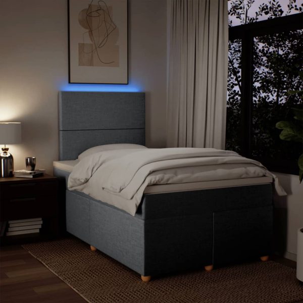 Pat box spring cu saltea, gri deschis, 120×190 cm, textil