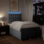 Pat box spring cu saltea, gri deschis, 120×190 cm, textil
