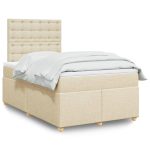Pat continental cu saltea, crem, 120×190 cm, textil