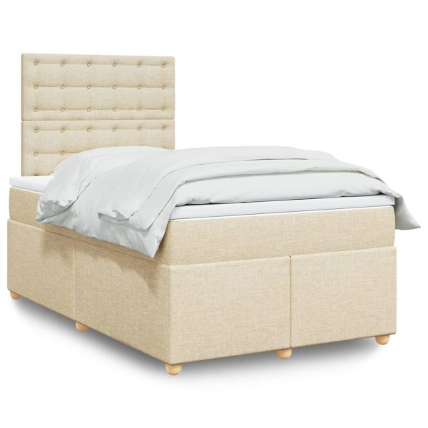 Pat continental cu saltea, crem, 120×190 cm, textil
