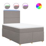 Pat box spring cu saltea, gri taupe, 120×200 cm, textil