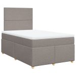 Pat box spring cu saltea, gri taupe, 120×200 cm, textil