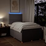 Pat box spring cu saltea, gri taupe, 120×200 cm, textil
