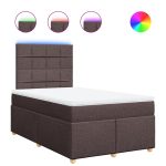 Pat box spring cu saltea, maro închis, 120×200 cm, textil
