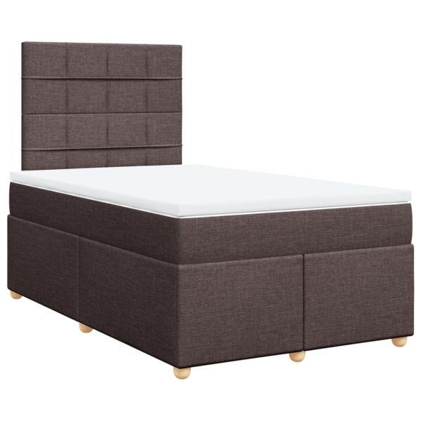 Pat box spring cu saltea, maro închis, 120×200 cm, textil
