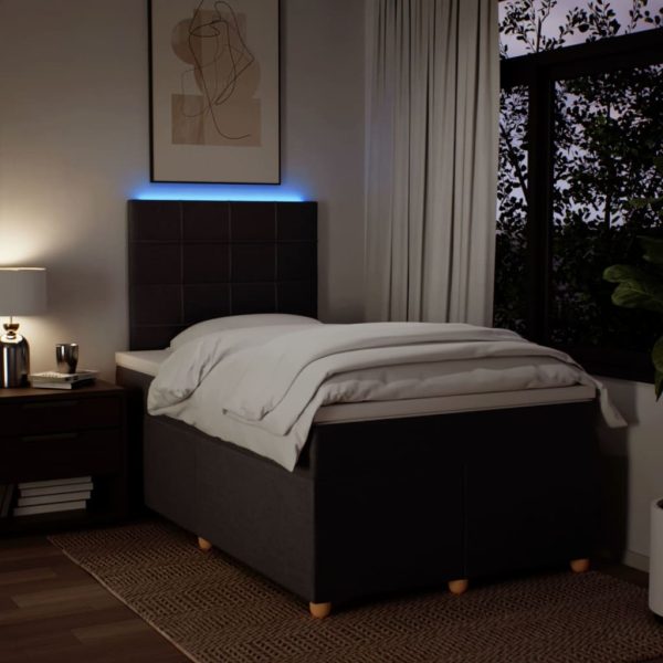 Pat box spring cu saltea, maro închis, 120×200 cm, textil