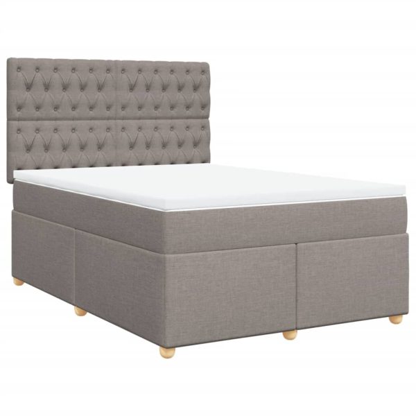 Pat continental cu saltea gri taupe 140×200 cm material textil