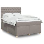 Pat continental cu saltea gri taupe 140×200 cm material textil
